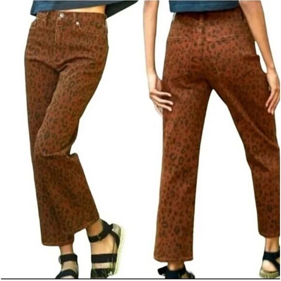 Universal Thread‎ Animal Print High Rise Vintage Straight jeans sz 0 NWT - Picture 1 of 7